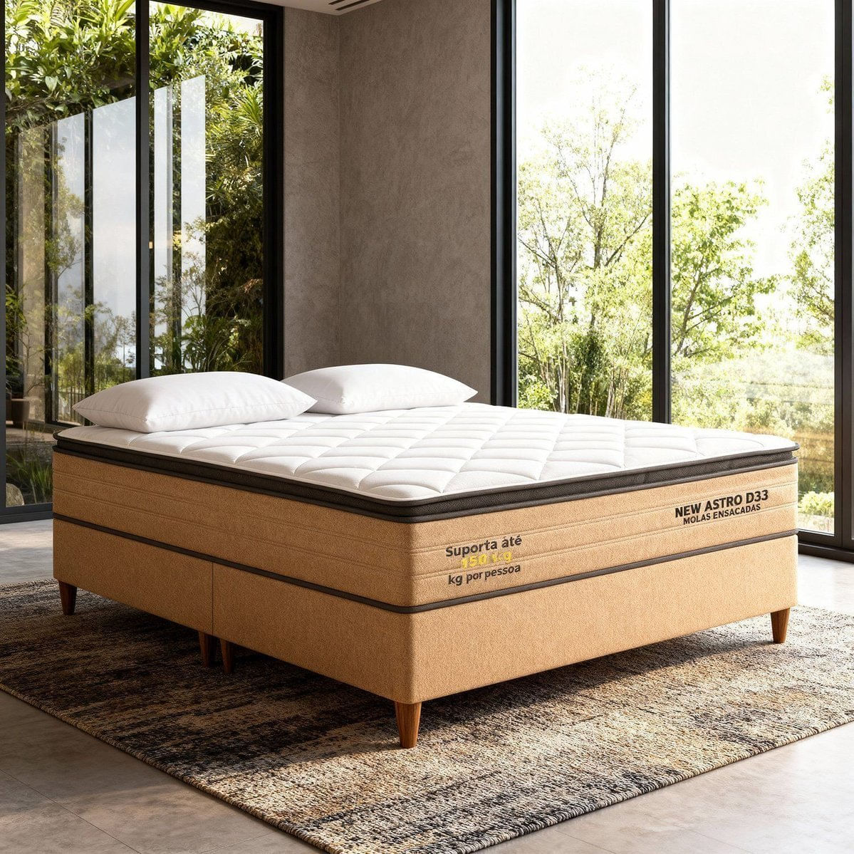 Conjunto Colchão New Astro Pkt 10 Eps Flex Com Box Invertido 193x72cm Luxo Laranja/branco