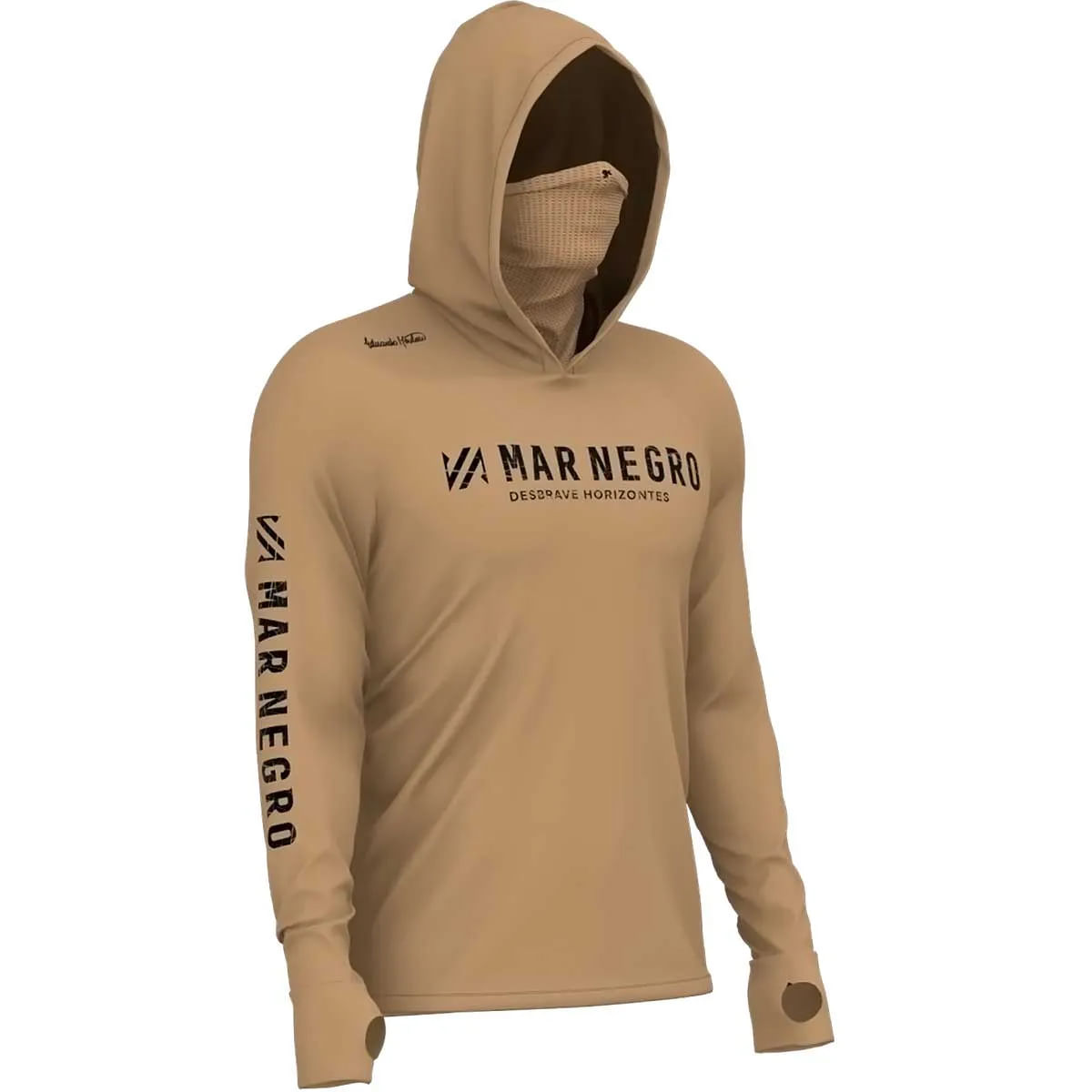 Camisa Pesca Mar Negro X-Protect 360 Capuz Buff Uv50 Poliamida Elastano Marinho