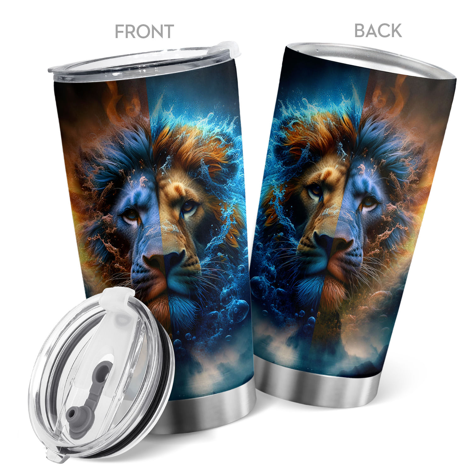 Copo Oasisdream De Aço Inoxidável 600ml Com Estampa De Leão