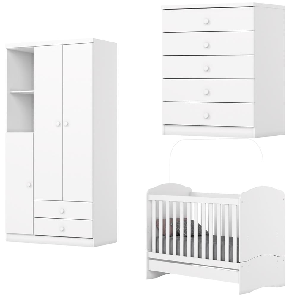 Berco Mini Cama E Guarda Roupa 2 P 2 G Bala De Menta Branco Henn