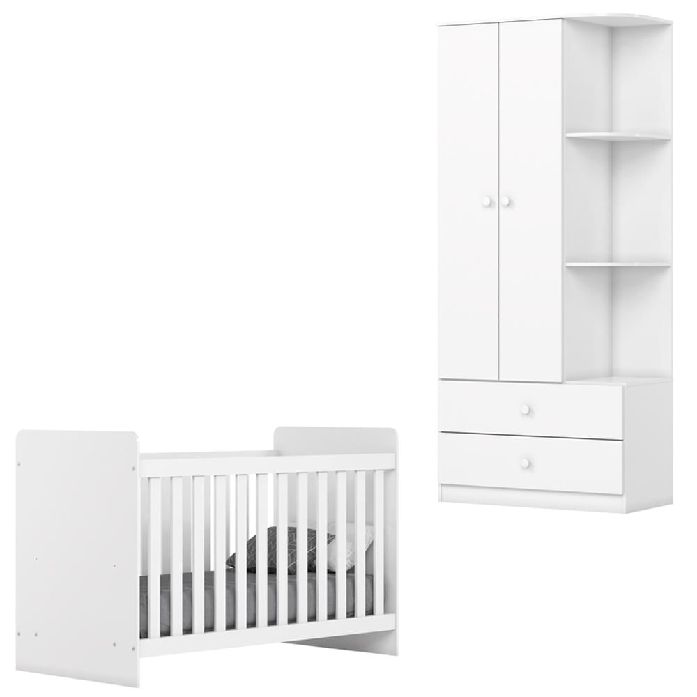 Berco Grade Fixa E Guarda Roupa 2 P 2 G Labirinto Branco Henn