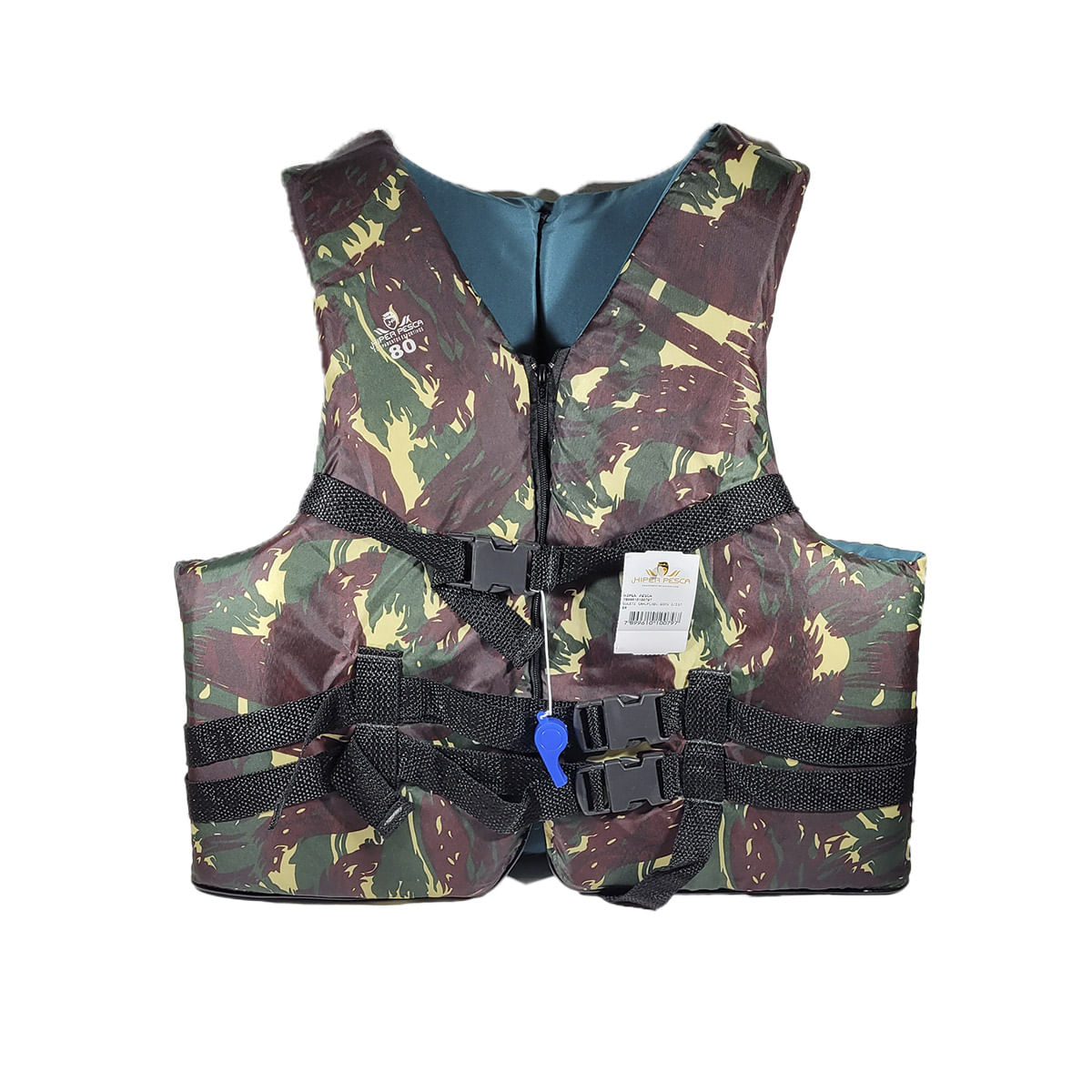 Colete Salva Vidas Hiper Pesca Com Zíper 50kg Eaf Poliéster Com Apito