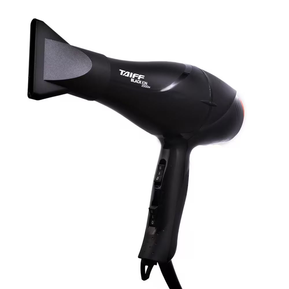 Secador De Cabelo Black Ion 2000w Íons Negativos 2 Velocidades Preto Taiff