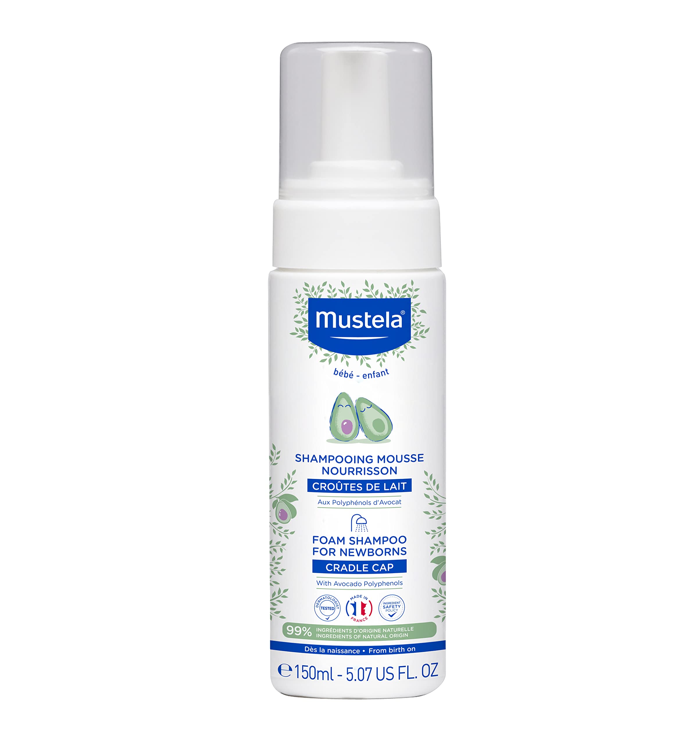 Shampoo Mustela Cradle Cap Foam Para Recém-nascidos 150 Ml Sem Perfume