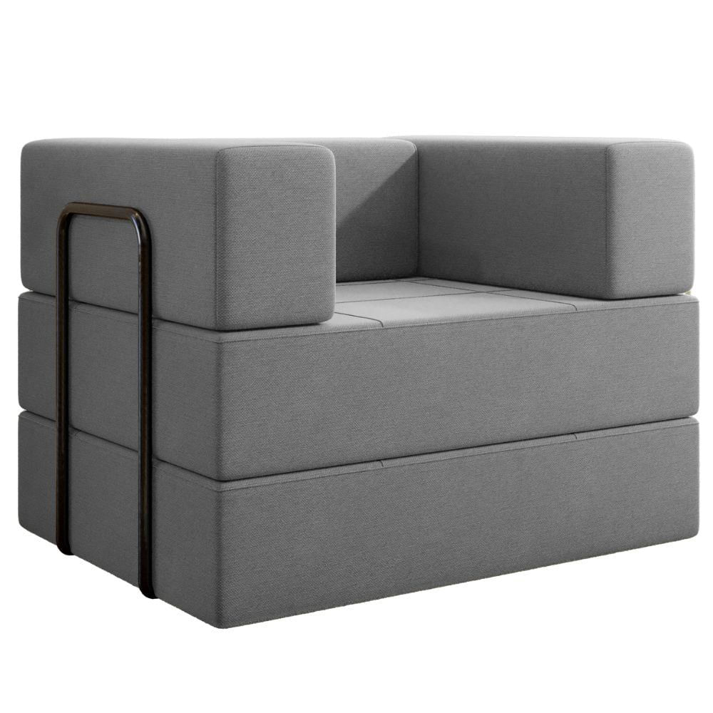 Poltrona Cama Modular 90 Cm Monaco Linho Cinza Vconcept