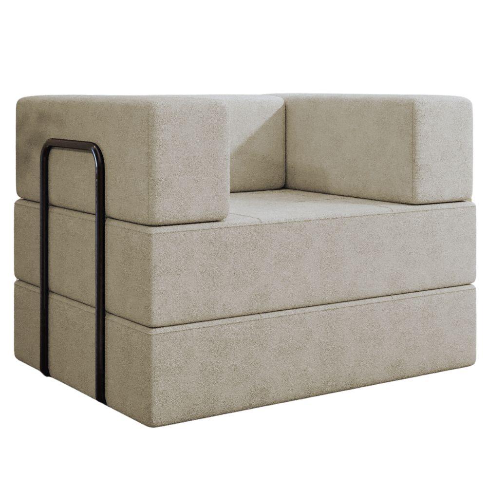 Poltrona Cama Modular 90 Cm Monaco Boucle Bege Vconcept