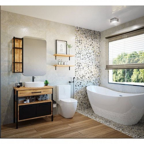 Gabinete para Banheiro 80cm Barbara Darabas Agardi Antiqua/Preto