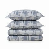 Kit Cobre Leito Colcha Magnus Queen 3 Peças Dupla Face Estampado Geométrico - Meia Lua - 100% Poliéster