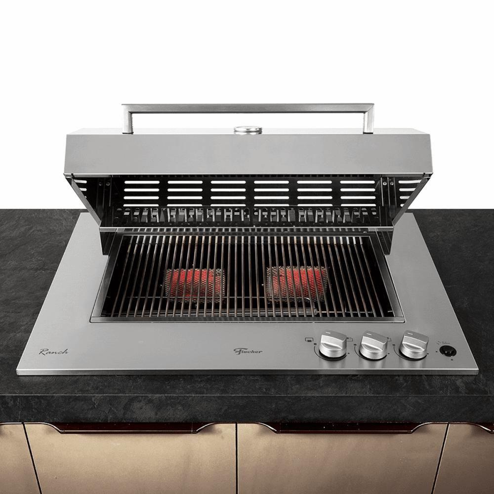 Churrasqueira A Gás Cooktop Fischer Ranch Com Tampa Cor Inox Bivolt