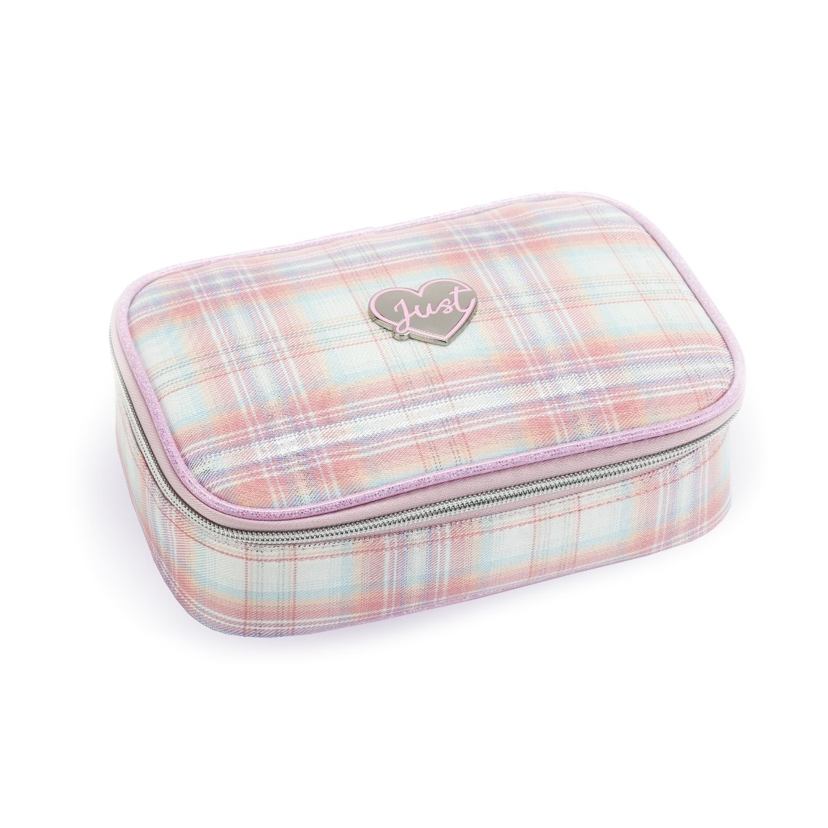 Estojo Escolar Grande Xadrez Divisória Volta As Aulas Kawaii Box Lápis Caneta Colorido Pastel Fofo