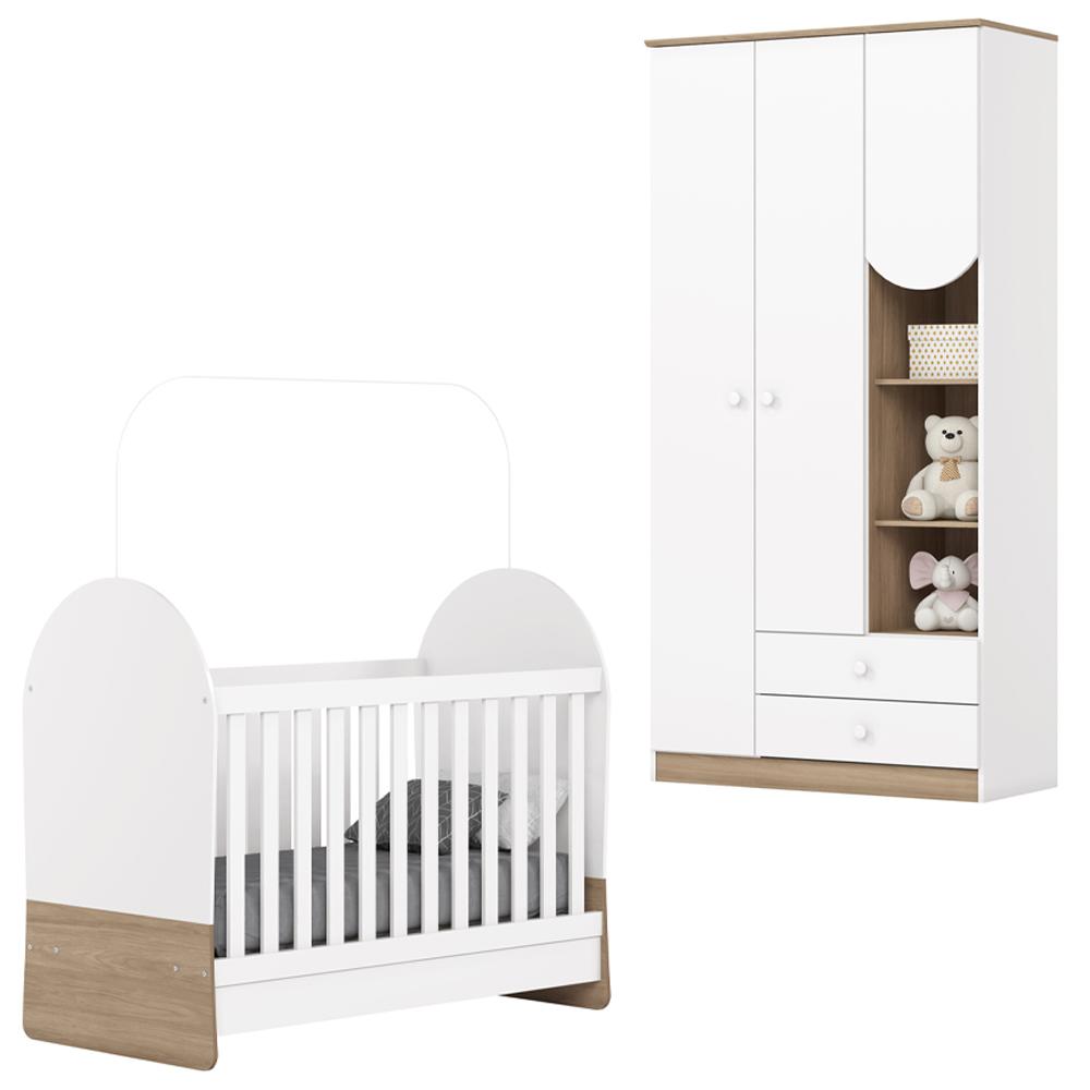 Berco Mini Cama E Guarda Roupa 3 P 2 G Magia Branco Jequitiba Hp Henn