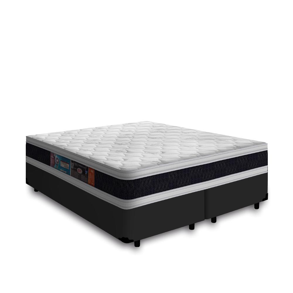 Cama Box Com Colchão De Espuma D45 Castor Black White Double Face Super King 193cm