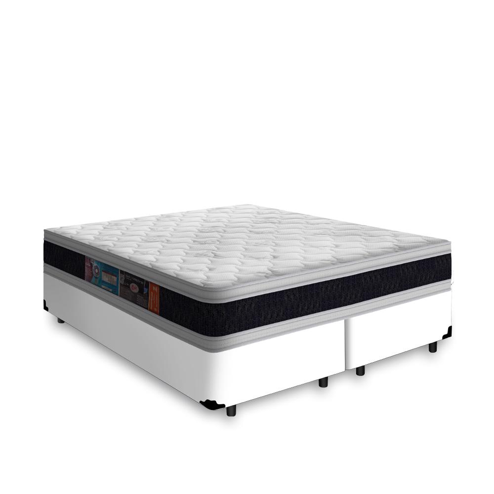 Cama Box Com Colchão De Espuma D45 Castor Black White Double Face Queen 158cm