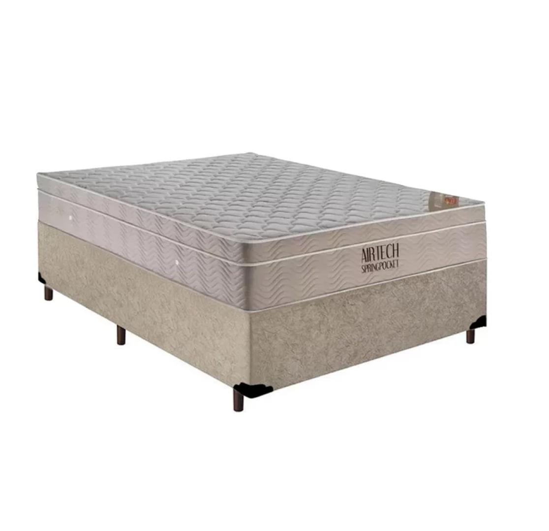 Cama Box Com Colchão De Molas Ensacadas Airtech Viúva 128cm
