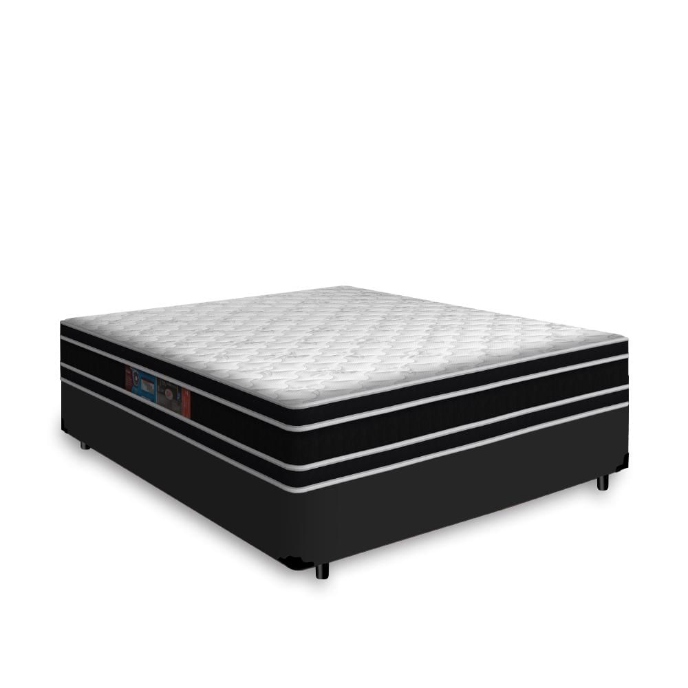 Cama Box Com Colchão De Espuma D33 Castor Black White Double Face Casal 138cm