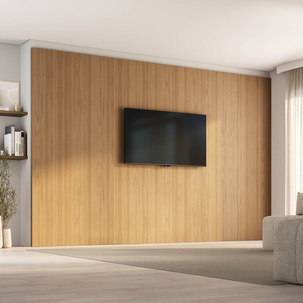 Painel Para Tv Até 86 Polegadas 360x230cm Liso Aruá Cabecasa Madeiraoriginals Jatoba