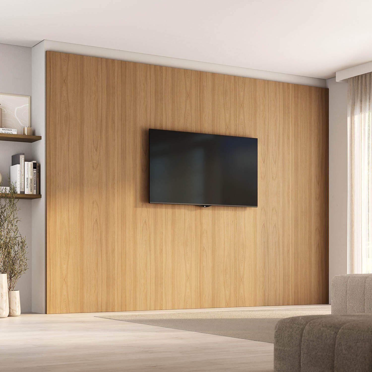 Painel Para Tv Até 86 Polegadas 320x250cm Liso Aruá Cabecasa Madeiraoriginals Jatoba