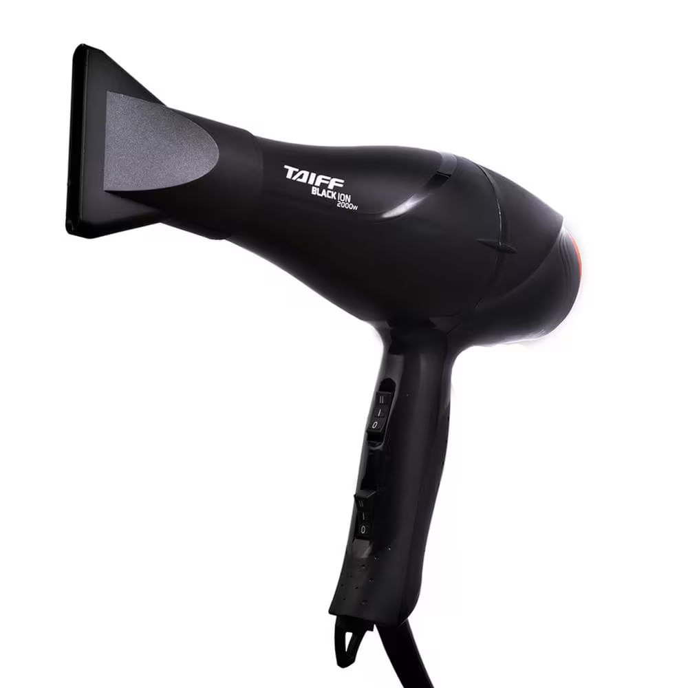 Secador De Cabelo Black Ion 2000w Íons Negativos 2 Velocidades Preto Taiff