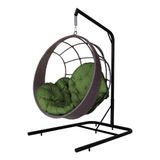 Cadeira Balanço Ninho Suspenso C- Suporte E Almofada Impermeável Tabaco-verde