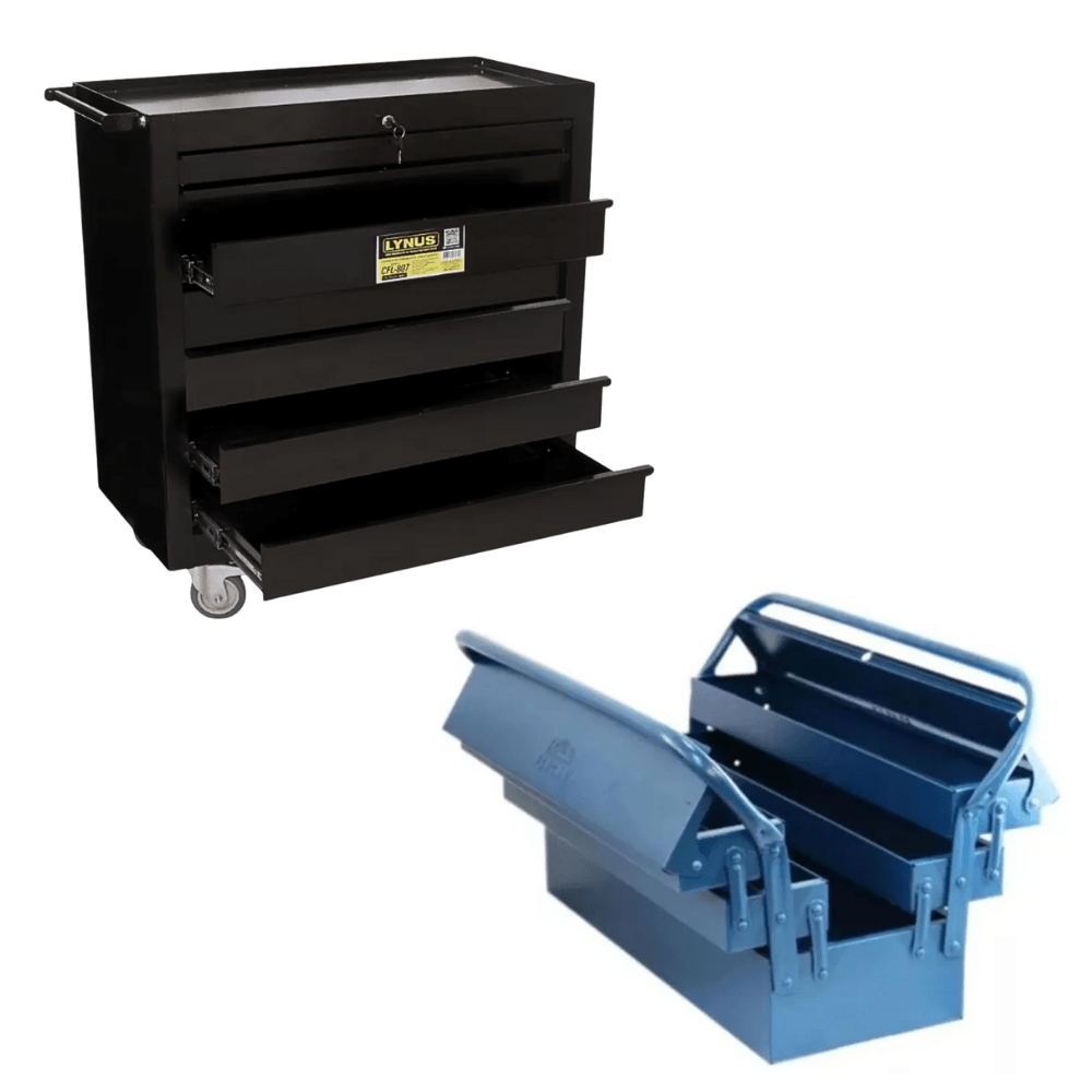 Carrinho De Ferramentas 7 Gavetas Com Caixa Sanfonada 5 Gavetas Lynus