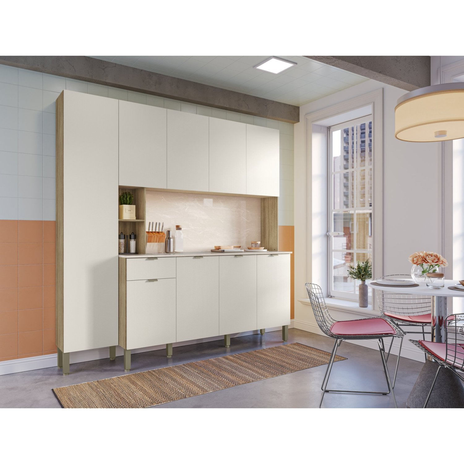 Armário Para Cozinha 9 Portas 1 Gaveta Pulse Freijó/soft