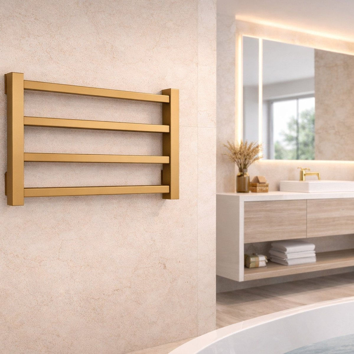 Toalheiro Aquecido Square Clean Bivolt E Bilateral Thermo Gold Matte