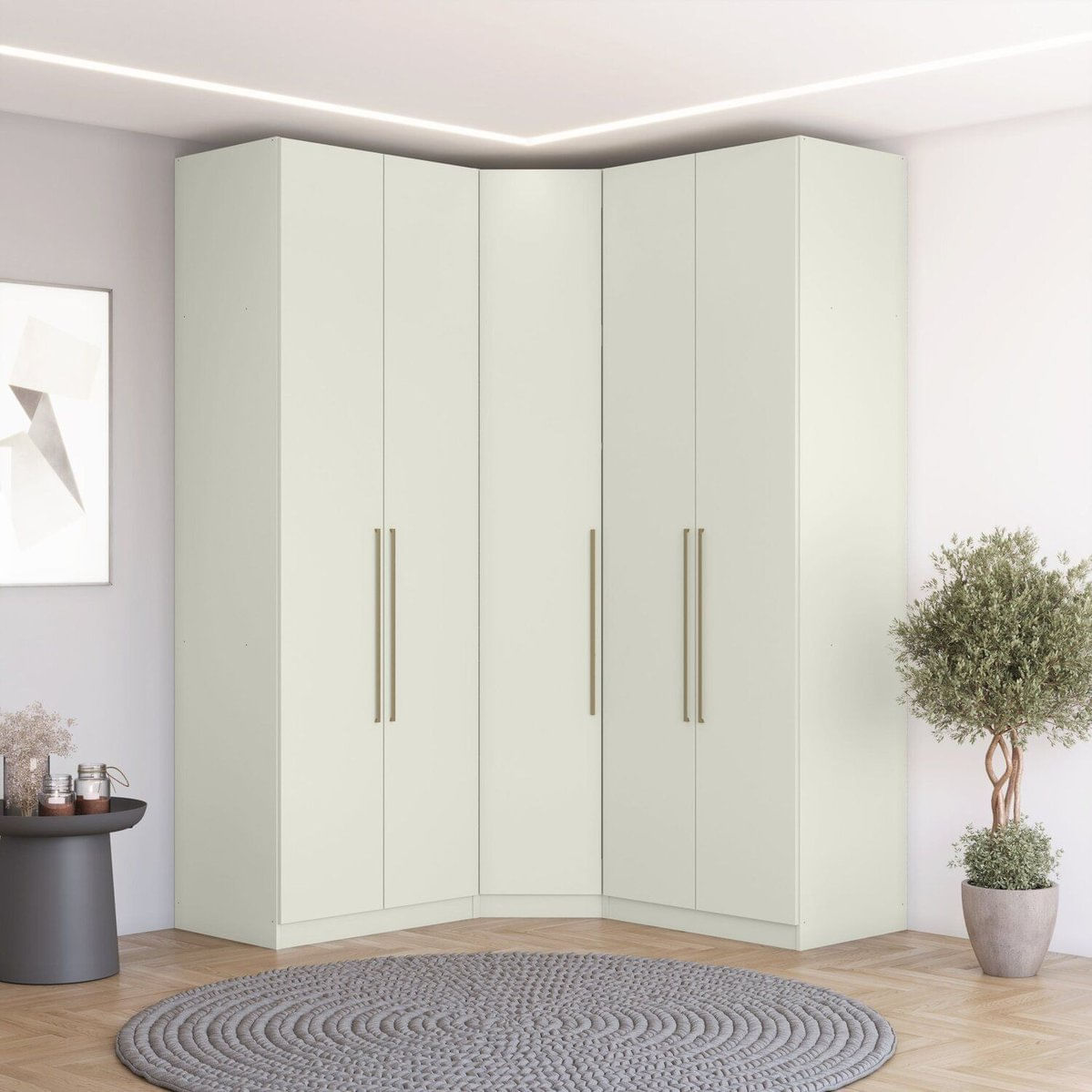 Guarda-Roupa Modulado De Canto Oblíquo 5 Portas Com Cabideiro Seletto Areia