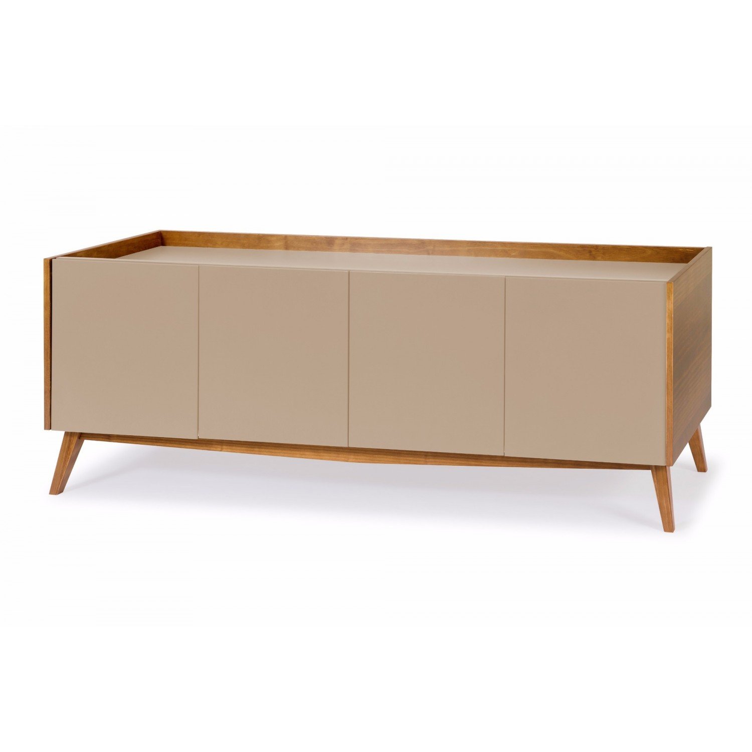 Buffet 4 Portas Retrô Novita Maxima Nogal/Branco/Marrom Claro