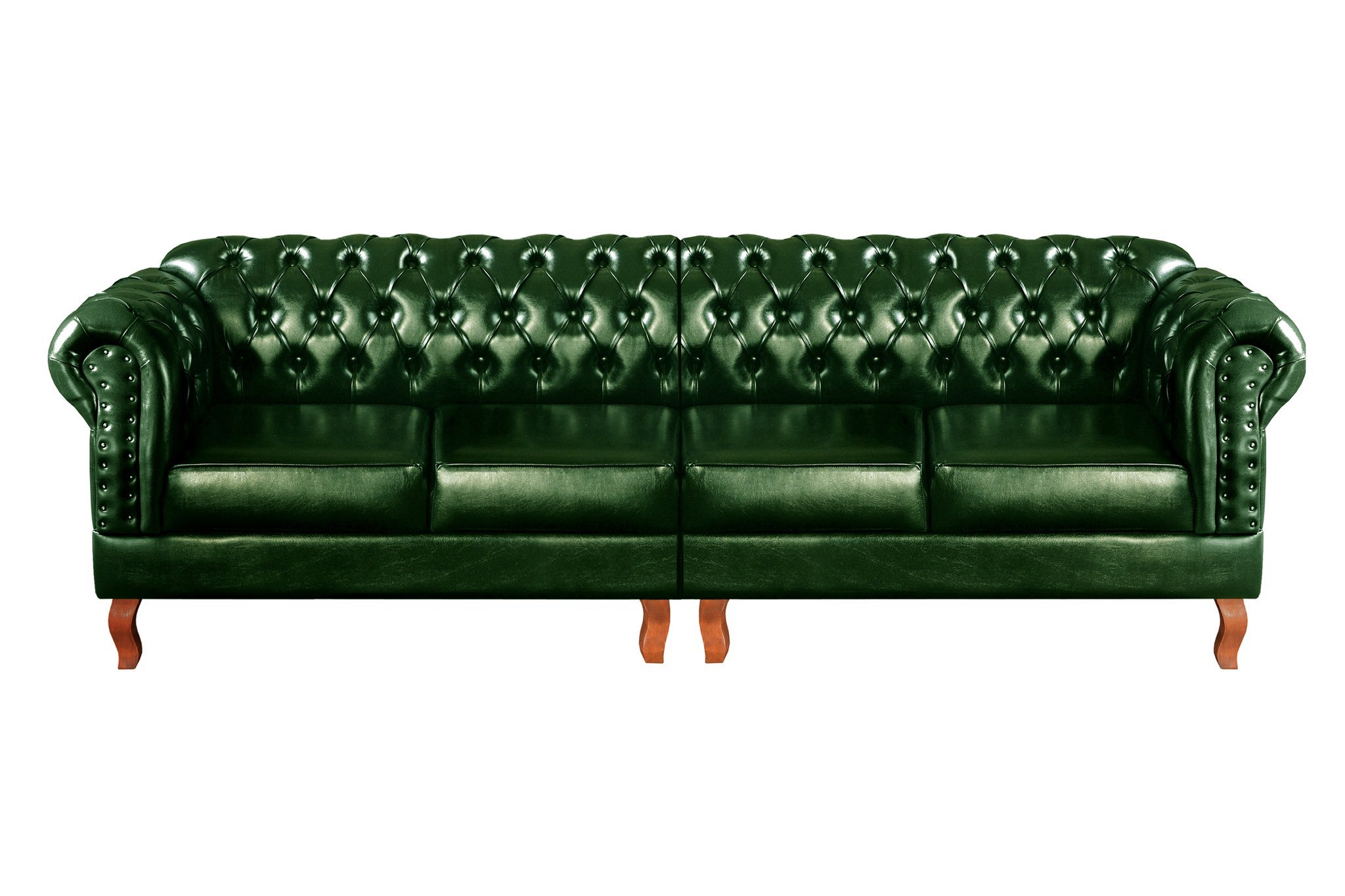 Sofá Dom Pedro Chesterfield Modulado 4 Lugares 2 Poltronas Decoração Sara Recepção Verde