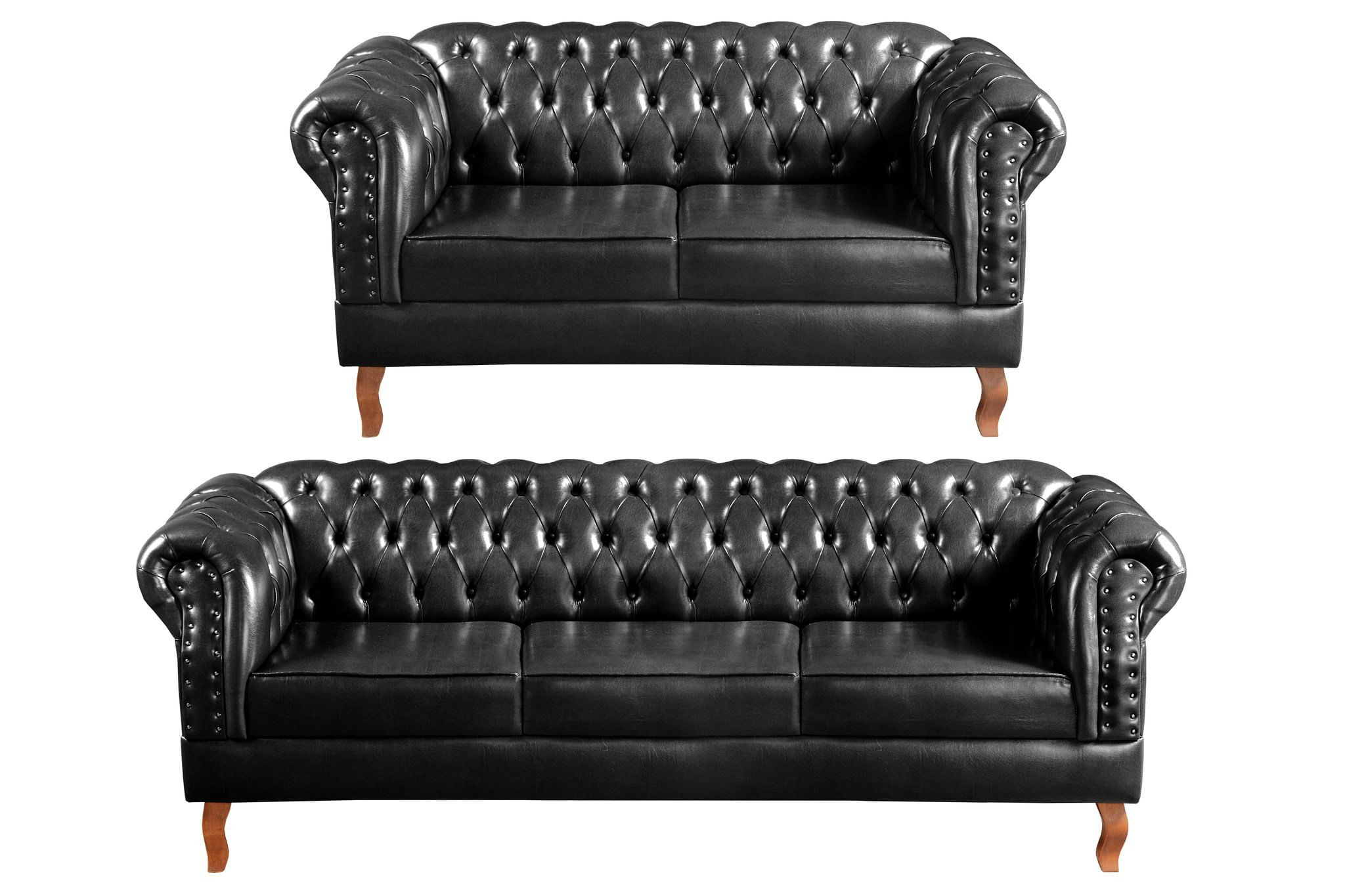 Sofá 2 E 3 Lugares Decoração Sala Recepção Retrô Dom Pedro Preto