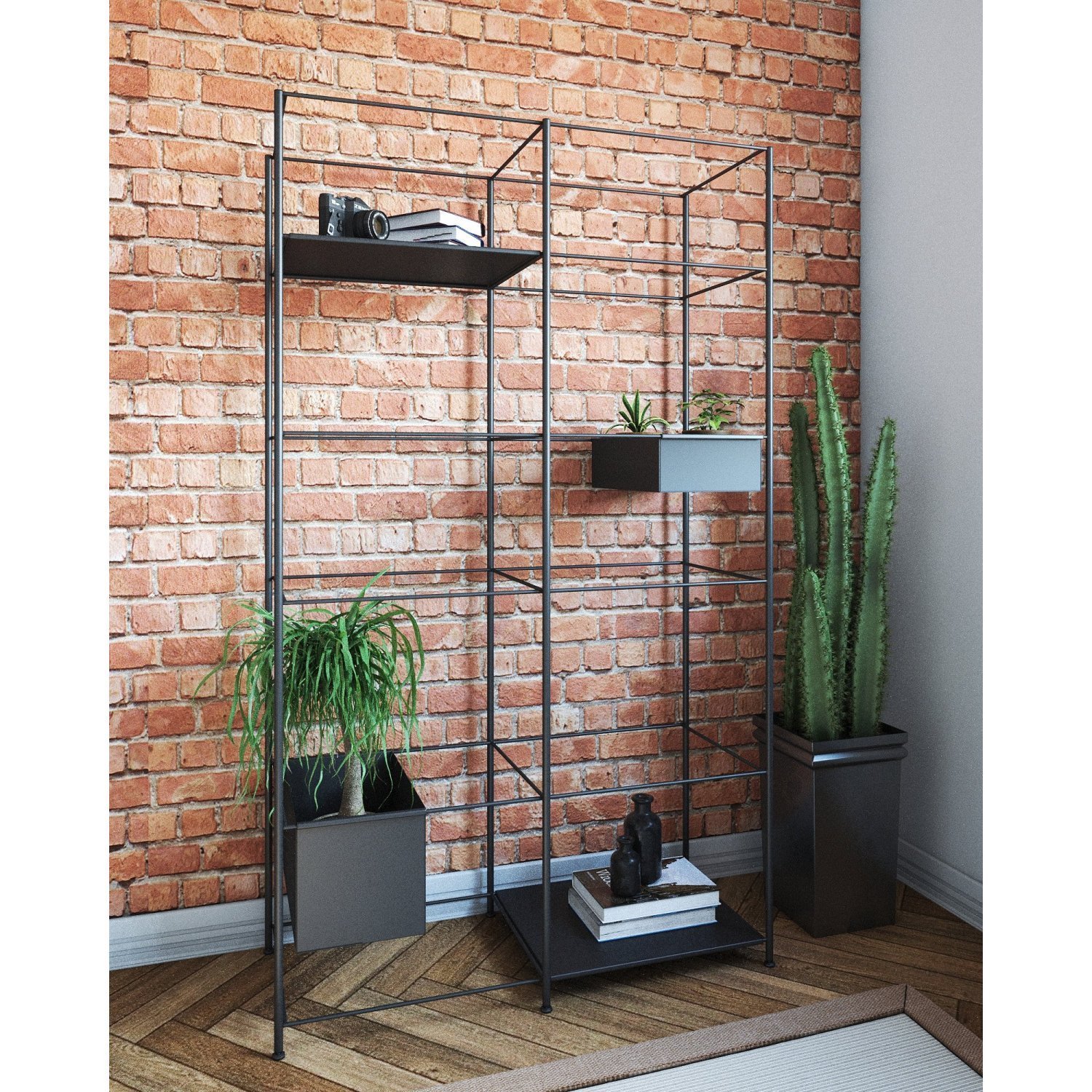 Estante Modular Alta Em Aço Curitiba Preto Fosco