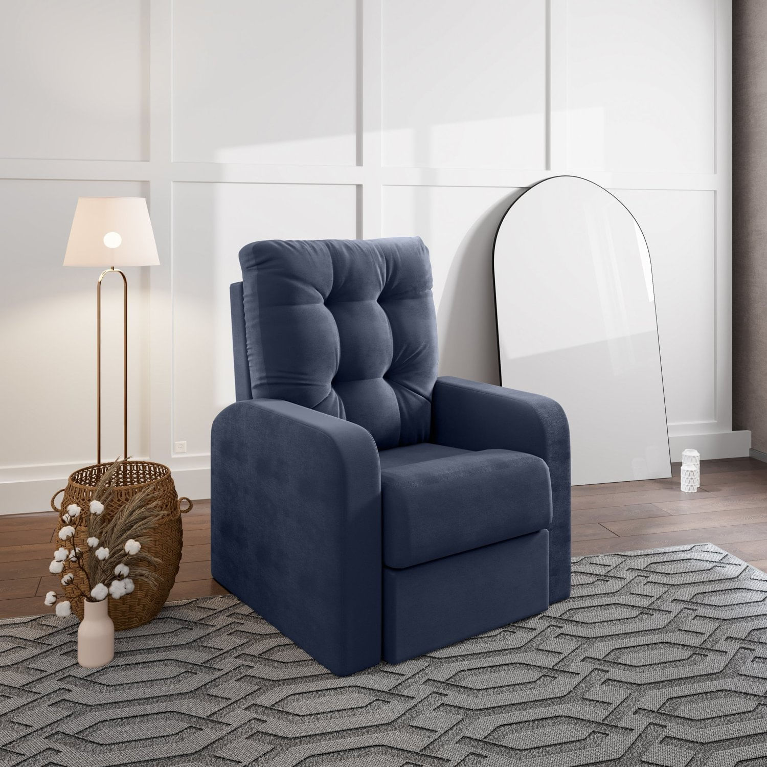 Poltrona Reclinável Do Papai Em Suede Azul