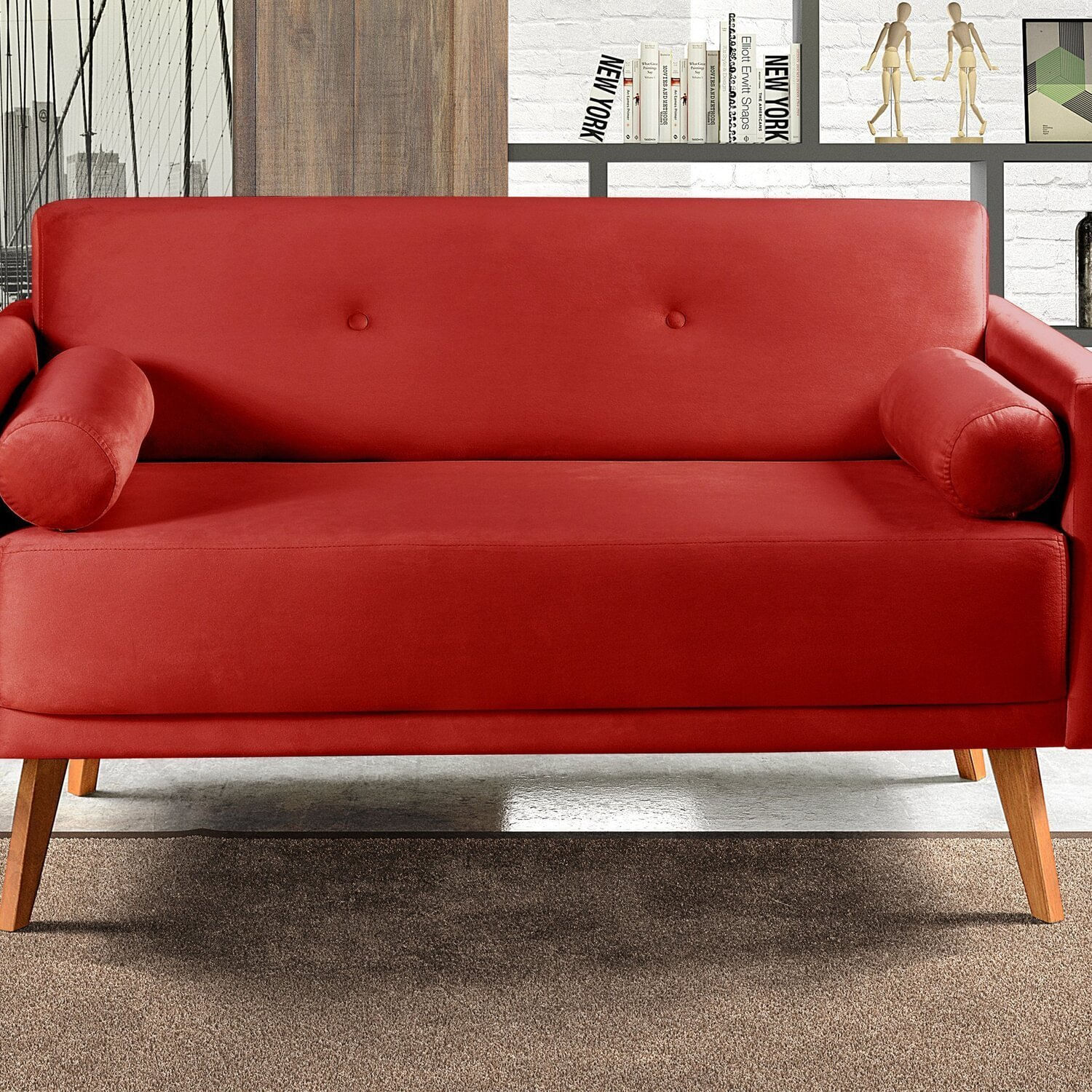 Namoradeira Moderna Decoração Sala, Varanda, Recepção Luma Vermelho