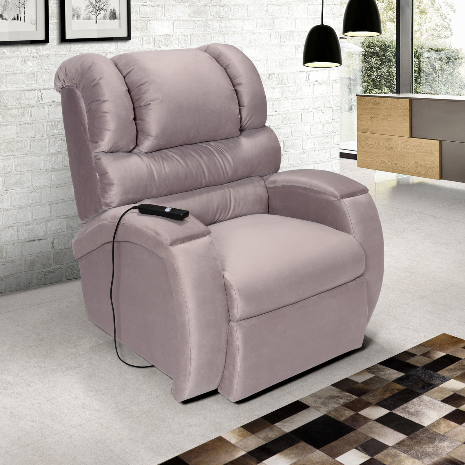 Poltrona do Papai Retrátil e Reclinável com Controle Imperial Império Estofados Marrom Claro