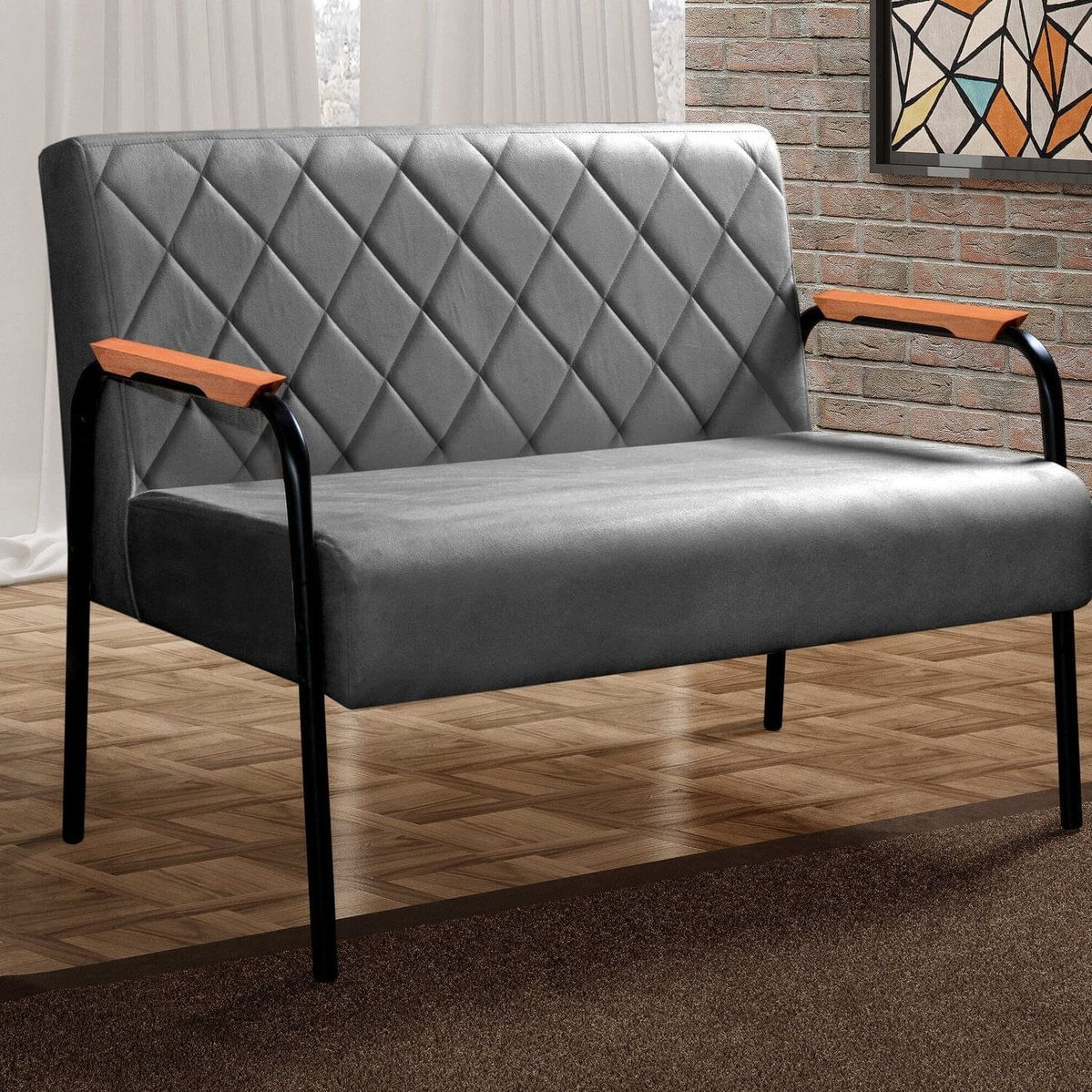 Namoradeira Cadeira Decorativa Sala, Recepção, Escritório Ludmilla Cinza Grafite