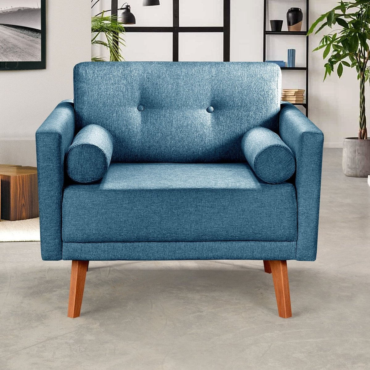 Poltrona Moderna Decoração Sala, Varanda, Recepção Luma Azul