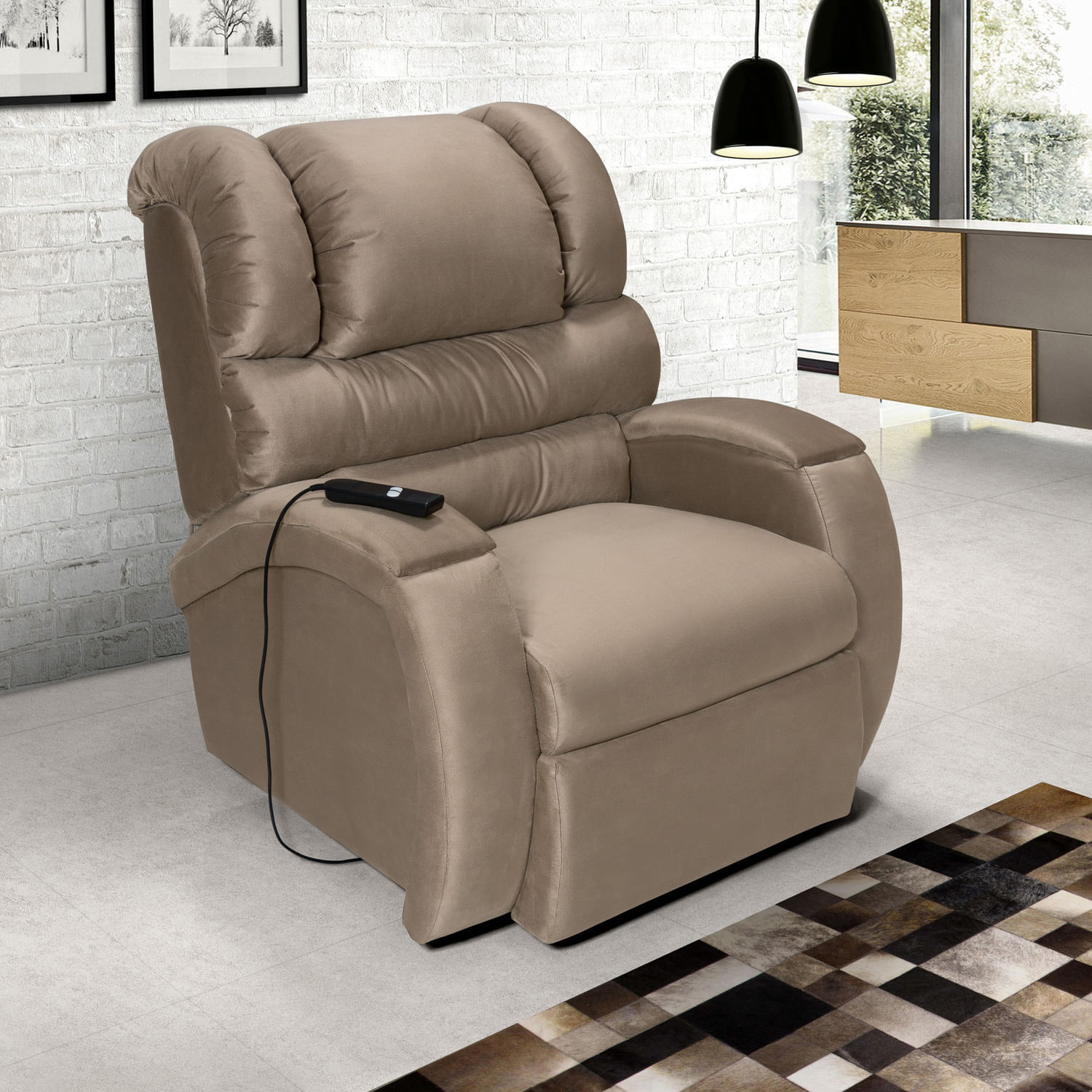 Poltrona do Papai Retrátil e Reclinável com Controle Imperial Império Estofados Chocolate