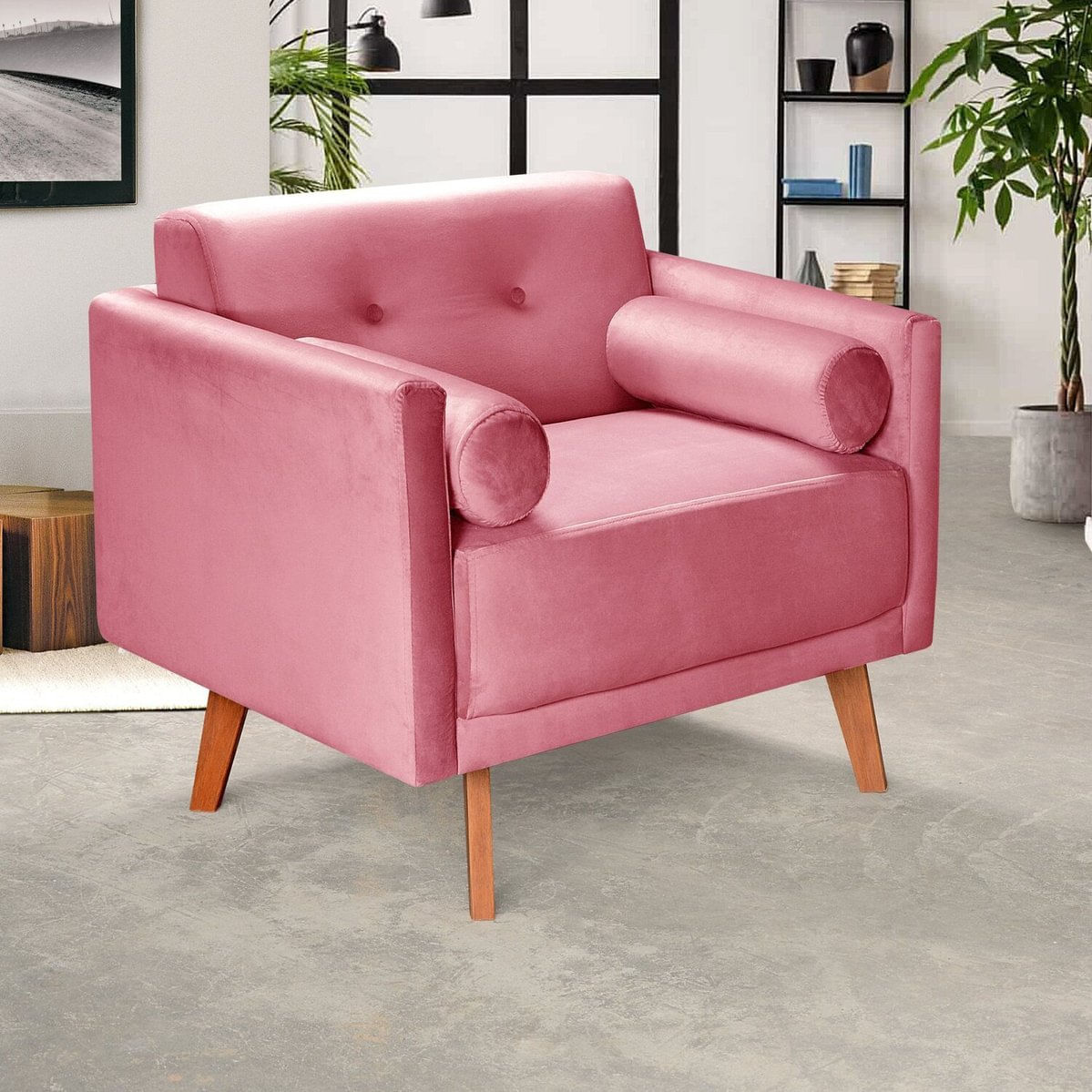 Poltrona Moderna Decoração Sala, Varanda, Recepção Luma Rosa