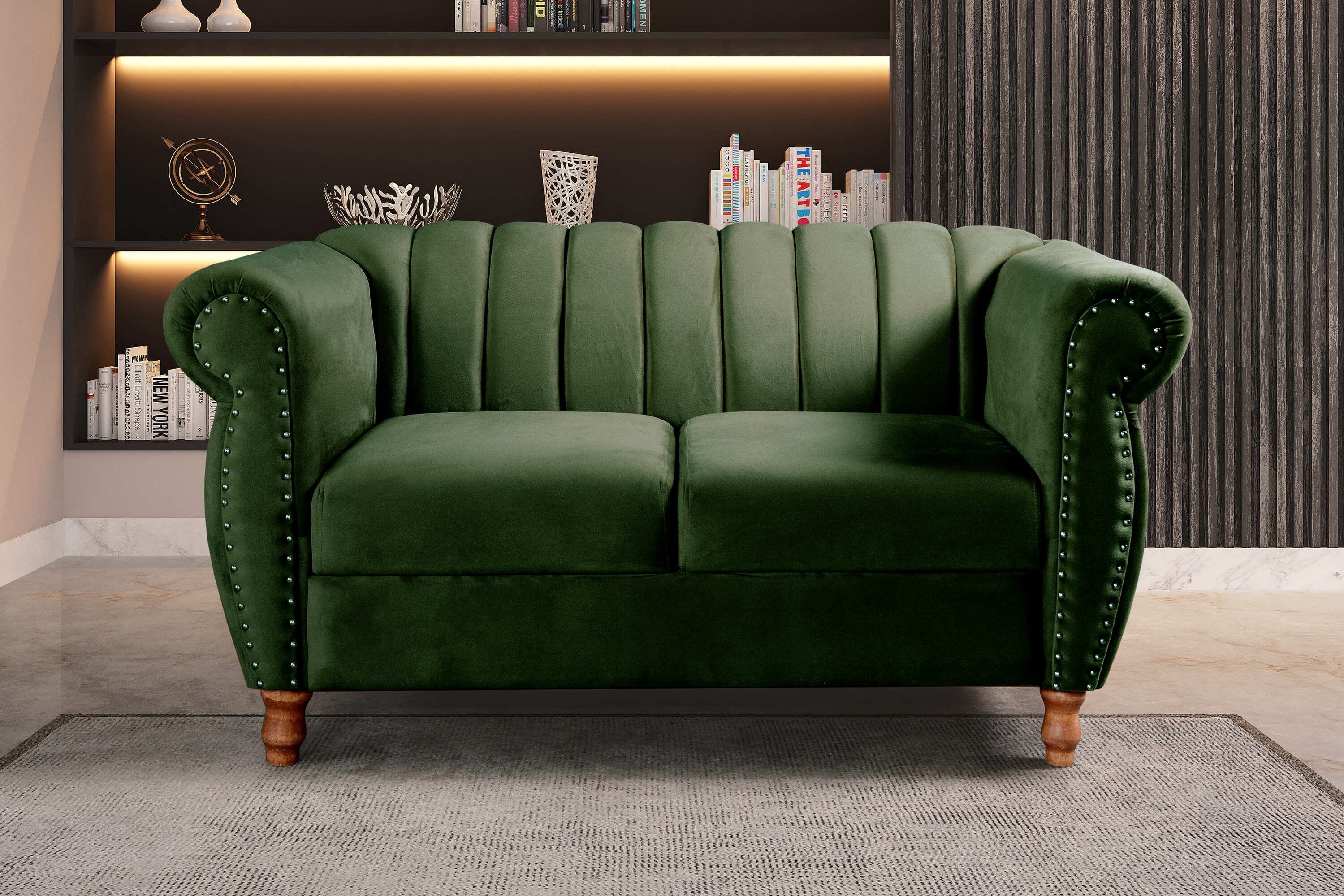 Namoradeira Realeza Sofá Chesterfield Decoração Sala Recepção Estilo Retrô Verde
