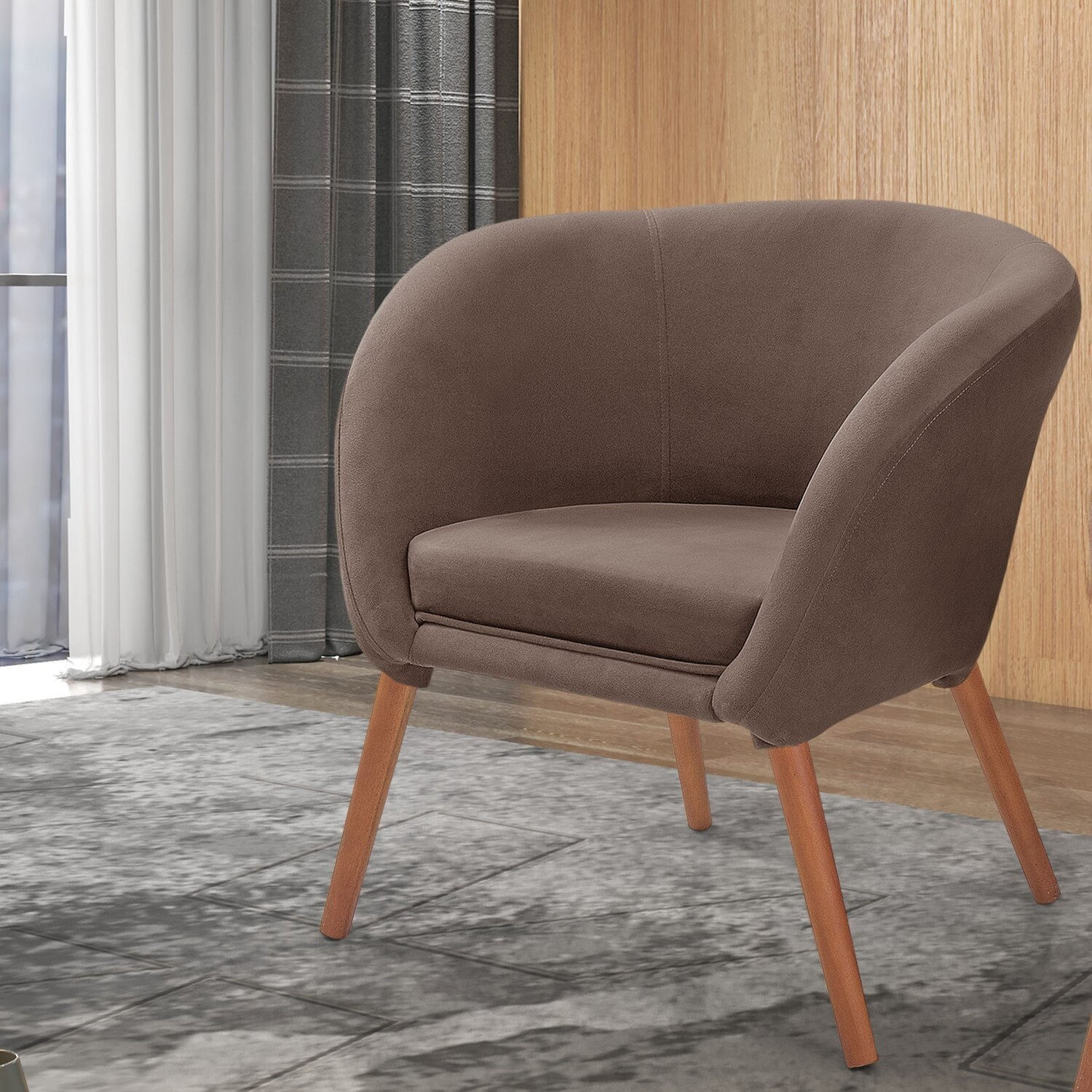 Poltrona Para Sala De Estar Afrodite Marrom