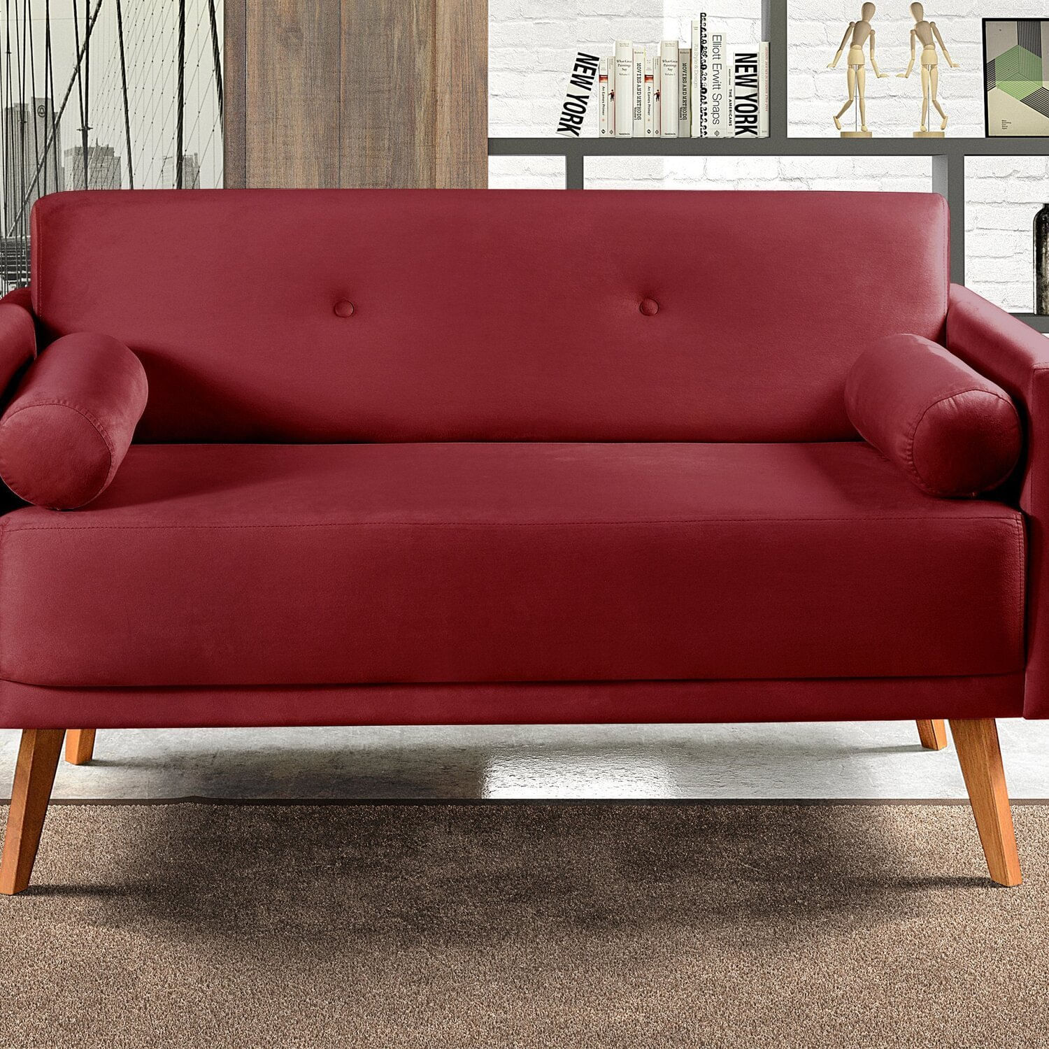 Namoradeira Moderna Decoração Sala, Varanda, Recepção Luma Bordô