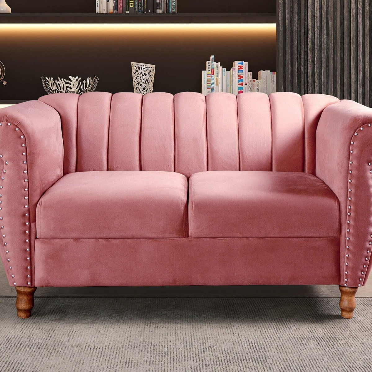 Namoradeira Realeza Sofá Chesterfield Decoração Sala Recepção Estilo Retrô Rosa