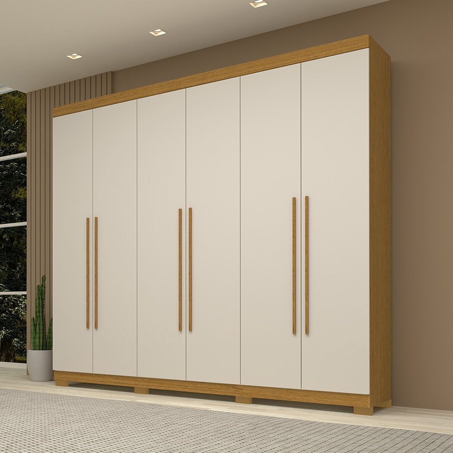 Guarda-roupa Casal 6 Portas 100% Mdf Buganvílea Espresso Móveis Cinamomo/off White