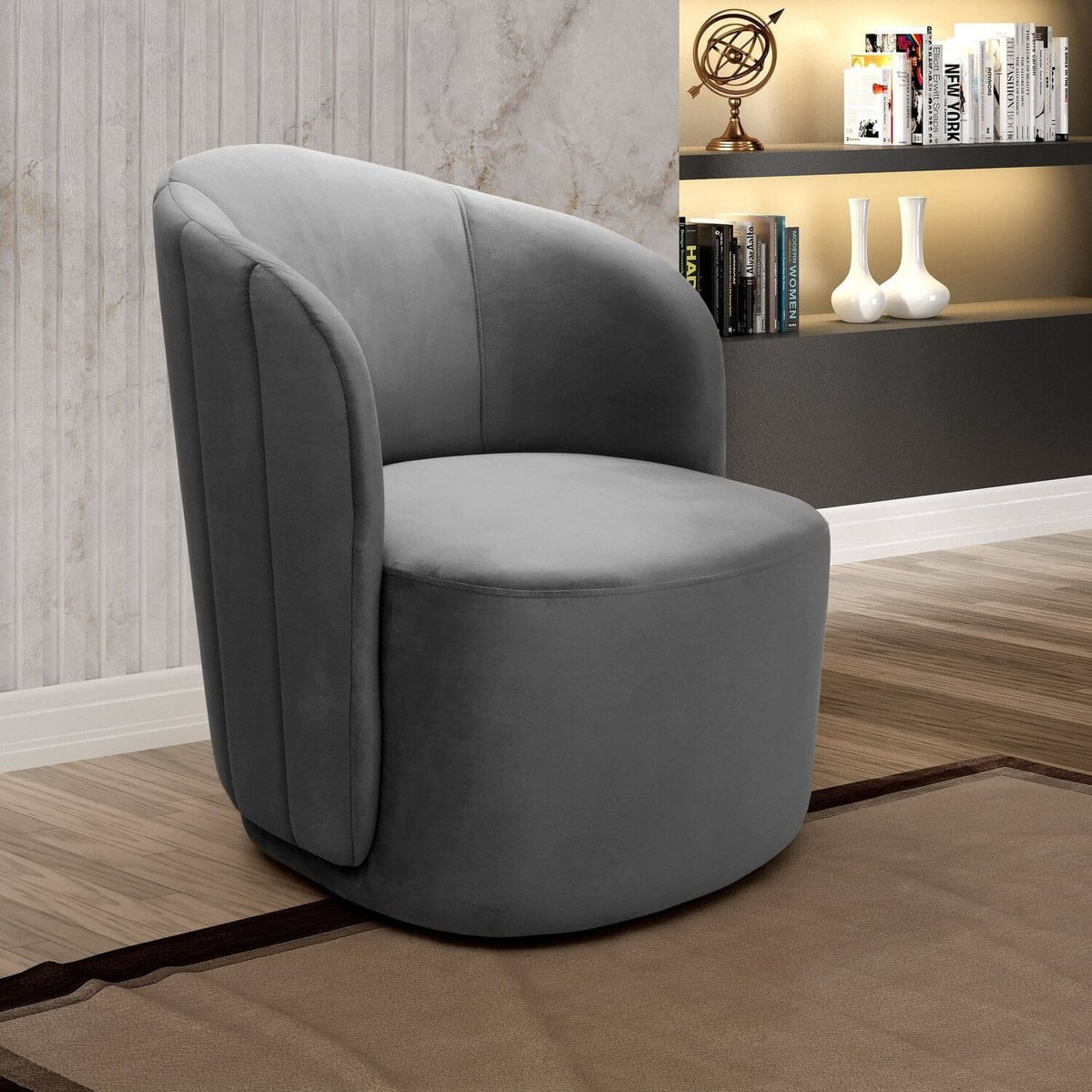 Poltrona Concha Stela Decoração Moderna Cinza Grafite