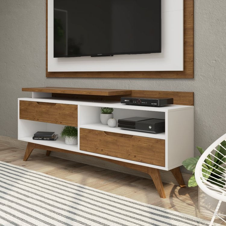 Rack 2 Gavetas Club ArteMobili Branco/Garapa