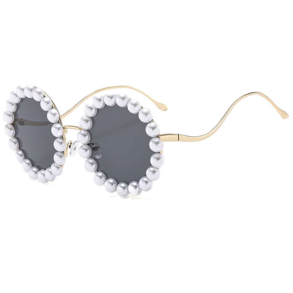 Óculos, Óculos, Lentes De Gradiente Modernas Redondas Com Acabamento Em Pérolas