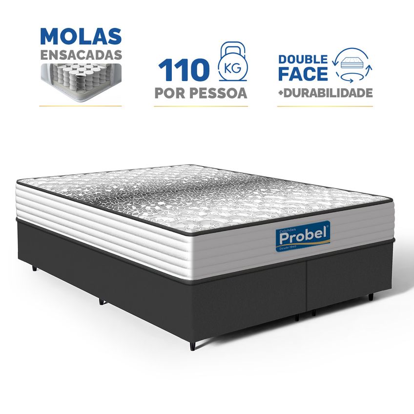 Cama Box Com Colchão De Molas Ensacadas Double Face Essence Probel Queen 158cm - imagem 2