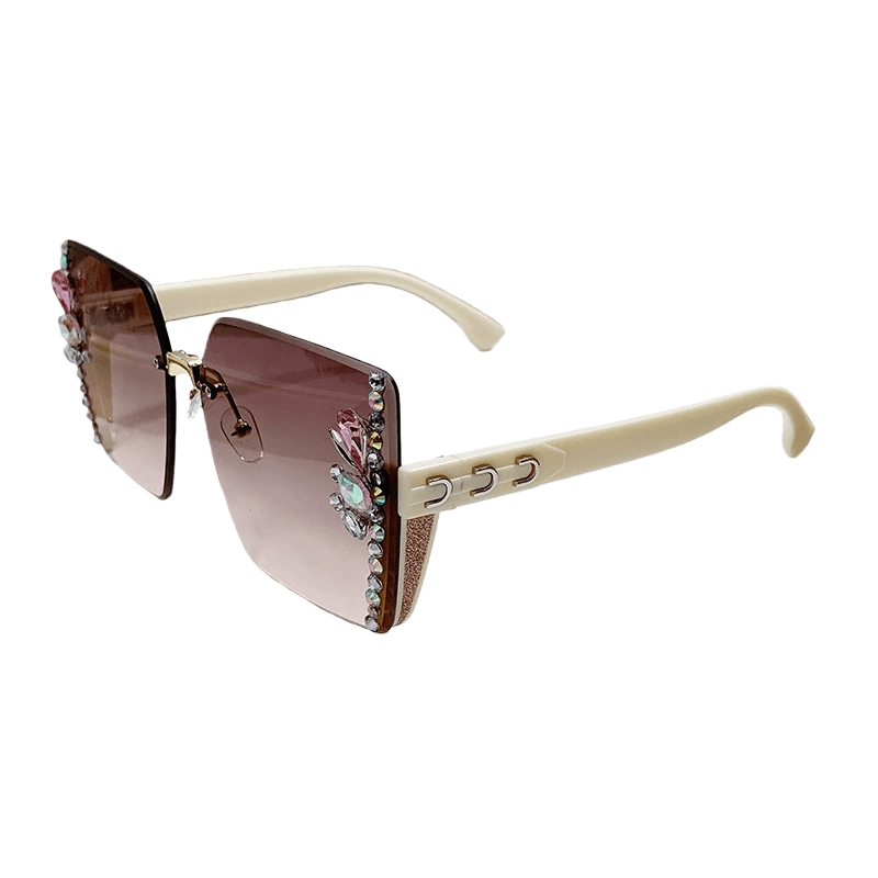 Óculos Óculos Quadrados Com Gradiente De Strass Sem Aro