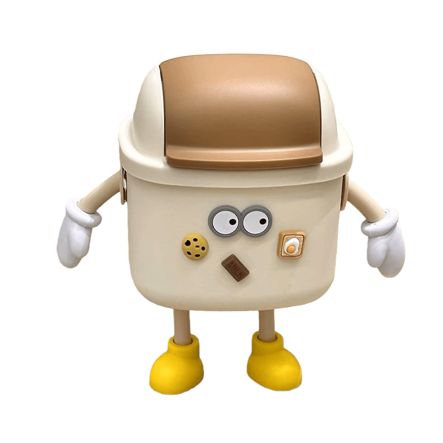 Mini Lixeira De Plástico, Fofa Caixa De Mesa De Desenho Animado Com Tampa
