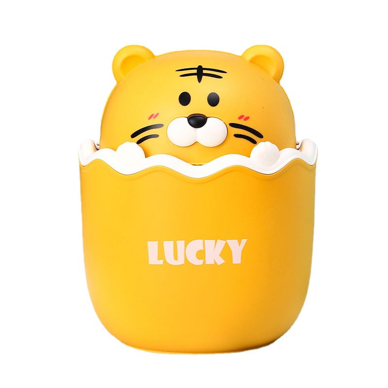 Mini Caixa De Mesa Cute Tiger Design Com Tampa De Plástico Pp De 22 X 17,5 Cm